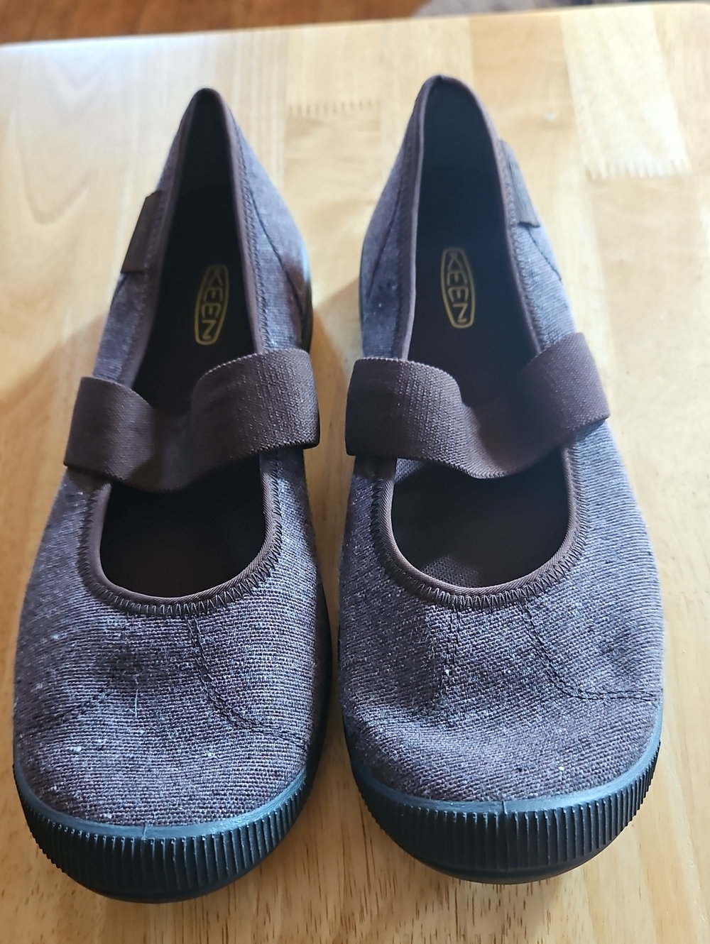 Keen Loreli Brown Slip-On Mary Jane Flats with Elastic Strap